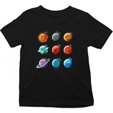 Darkhane Güneş Sistemi Siyah Unisex Çocuk Tişört T-Shirt