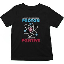 Darkhane Fizik Atom Proton Pozitif Siyah Unisex Çocuk Tişört T-Shirt