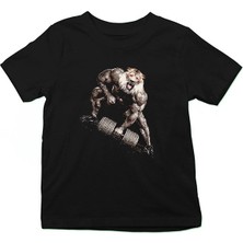 Darkhane Kaslı Aslan Siyah Unisex Çocuk Tişört T-Shirt