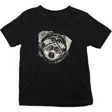 Darkhane Gülen Pug Siyah Unisex Çocuk Tişört T-Shirt