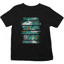 Darkhane Tavşan Siyah Unisex Çocuk Tişört T-Shirt