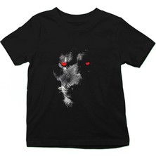 Darkhane Kırmızı Gözlü Aslan Siyah Unisex Çocuk Tişört T-Shirt