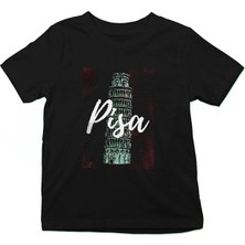 Darkhane Pisa Kulesi Siyah Unisex Çocuk Tişört T-Shirt