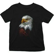 Darkhane Kartal Siyah Unisex Çocuk Tişört T-Shirt