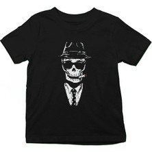 Darkhane Mafya Kurukafa Siyah Unisex Çocuk Tişört T-Shirt