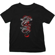 Darkhane Ejderha Siyah Unisex Çocuk Tişört T-Shirt