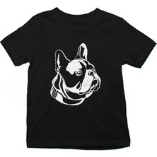 Darkhane Fransız Buldoğu Siyah Unisex Çocuk Tişört T-Shirt