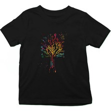 Darkhane Devre Ağaç Siyah Unisex Çocuk Tişört T-Shirt