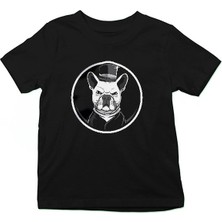 Darkhane Smokinli Buldog Siyah Unisex Çocuk Tişört T-Shirt
