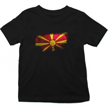 Darkhane Kuzey Makedonya - North Macedonia Siyah Unisex Çocuk Tişört T-Shirt