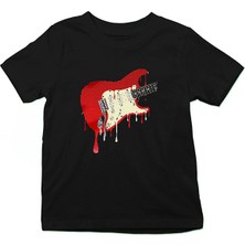 Darkhane Eriyen Elektro Gitar Siyah Unisex Çocuk Tişört T-Shirt