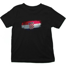 Darkhane Hırvatistan - Croatia Siyah Unisex Çocuk Tişört T-Shirt