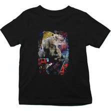 Darkhane Einstein Pop Art Siyah Unisex Çocuk Tişört T-Shirt