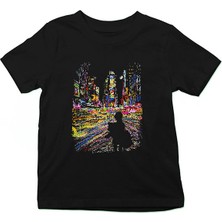 Darkhane Times Square Siyah Unisex Çocuk Tişört T-Shirt
