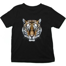 Darkhane Kaplan Bakışı Siyah Unisex Çocuk Tişört T-Shirt