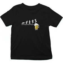 Darkhane Bira Evrimi Siyah Unisex Çocuk Tişört T-Shirt