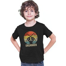 Darkhane Baterist Siyah Unisex Çocuk Tişört T-Shirt