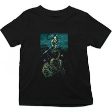 Darkhane Dalgıç Siyah Unisex Çocuk Tişört T-Shirt