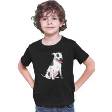 Darkhane Sevimli Bull Teriyer - Bull Terrier Siyah Unisex Çocuk Tişört T-Shirt