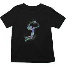 Darkhane Voleybol Siyah Unisex Çocuk Tişört T-Shirt
