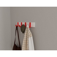 3 Boyutlu Hepsi Modern Duvar Kanca Askılık - 4 Adet Kırmızı Askılık - 50 cm Beyaz Mdflam - Model 106