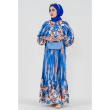 Sevitli Robalı Bahar Elbise-Mavi