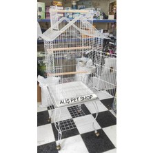 Aliş Petshop Papağan Kafesi Sehpalı Beyaz 51X51X139 cm