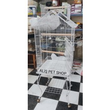 Aliş Petshop Papağan Kafesi Sehpalı Beyaz 51X51X139 cm