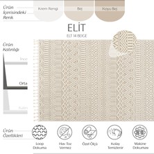 Cool Halı Elit 14 Bej Bukle Salon Halısı Hav Toz Vermez Mutfak Halısı Etnik Örgü Desen Modern Koridor Halısı Makine Dokuması Kesme Yolluk