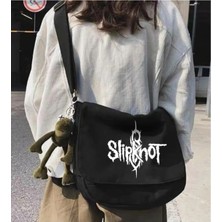 Dükkan Design Rock Serisi Slipknot Baskılı Unisex Siyah Postacı Çantası