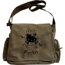 Dükkan Design Hello Gothic Baskılı Unisex Yeşil Postacı Çantası