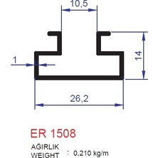 Ersaş Mağaza Raf Profili Er 1508 Eloksal Mat 3 Metre