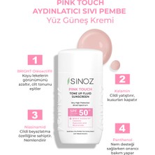 Sinoz SPF50+ Pink Touch Aydınlatıcı  Sıvı Güneş Kremi - Yeni Nesil Güneş Filtreleri İle Hibrit Formül 50ML