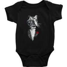 Darkhane Güllü Kaplan Siyah Unisex Bebek Body - Zıbın