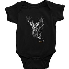 Darkhane Duman Geyik Siyah Unisex Bebek Body - Zıbın