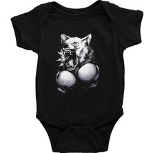 Darkhane Boksör Kurt Siyah Unisex Bebek Body - Zıbın