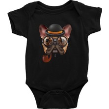 Darkhane Hipster Filozof Pug Siyah Unisex Bebek Body - Zıbın