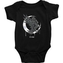 Darkhane Karga ve Ay Siyah Unisex Bebek Body - Zıbın