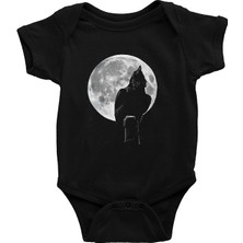 Darkhane Dolunaydaki Karga Siyah Unisex Bebek Body - Zıbın
