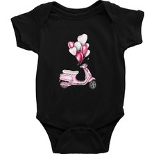 Darkhane Pembe Motosiklet Aşkı Siyah Unisex Bebek Body - Zıbın