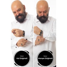Dicotto Beyaz Ekstra Büyük Yaka 4 Drop Rahat Kesim Micro Kumaş Kol Düğmeli Regular Fit Erkek Gömlek - 189-1-DC24W