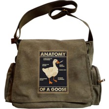 Dükkan Design Duck Anatomy Baskılı Unisex Yeşil Postacı Çantası