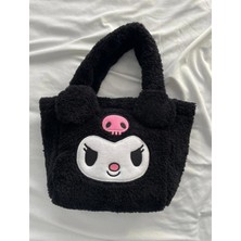 Dükkan Design Peluş Çanta Anime Kuromi Kawaii Peluş El Çantası Siyah