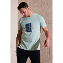 Buratti Baskılı Pamuklu Bisiklet Yaka Slim  Erkek T Shirt 646R8040