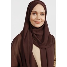 Flora Tekstil Krep Şifon Şal Kahverengi 210X 75 FLR241433