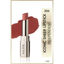 Note Iconic Sheer Lipstick Nemlendirici Parlak Ruj 206 Independent - Nude