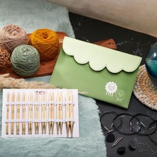 Balım Örgü Evi Knitpro Japan Bamboo Değiştirilebilir Misinalı Şiş Seti + Balım Örgü Evi Şiş Ölçer