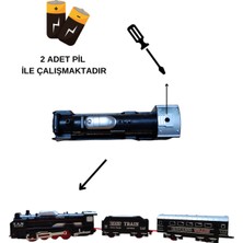 LRS Store Oyuncak 23 Parça Sesli ve Işıklı Klasik Tren Seti 96 cm Yük Treni