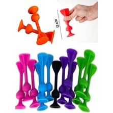 Alışveriş Devi  6 Adet Tossit Silikon Vantuz Dart Oyunu Molekül Yapı Taşları Fidget Duyusal Oyuncak 13 cm Eğlenceli Aile Oyunu