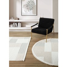 Krem Bej Gri Yumuşak Dokulu Halı Kilim Salon Mutfak Koridor Yolluk Dokuma Makine Halısı 009